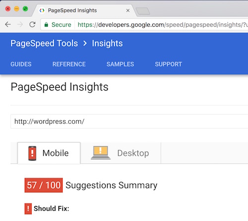 PageSpeed Insights for wordpress.com
